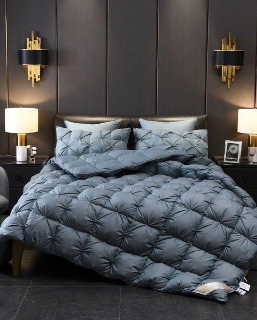 Grey Double Padded Pintuck Duvet