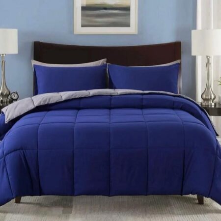 Blue Grey Reversible Duvet Set -All Season Quality Duvet Set Bedsheet and Matching Pillowcases Included, Soft and Comfortable Reversible Duvet Set (4 by 6, 6 by 6, 6 by 7, 7 by 7)