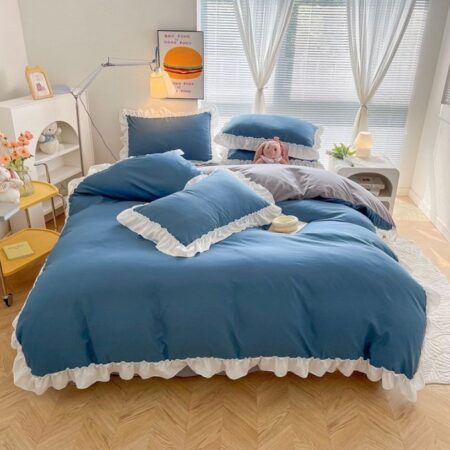 Executive Ruffle Double Padded Thick Duvet and Duvet Cover Set High Quality Fabric Polish Cotton Ruffles Bedding Set (Sizes: 4 by 6, 6 by 6, 6 by 7, 7 by 7)