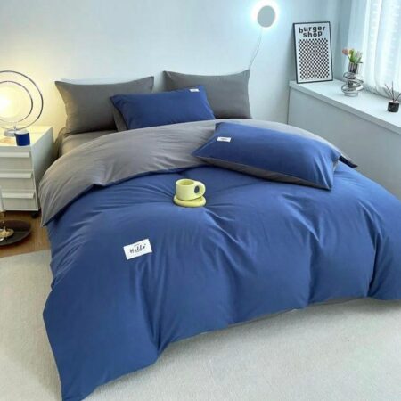 Blue Reversible Duvet Set -Breathable and Soft, All Season Duvet Set, Matching Pillowcases and Bedsheet Included (4 by 6, 6 by 6, 6 by 7, 7 by 7)