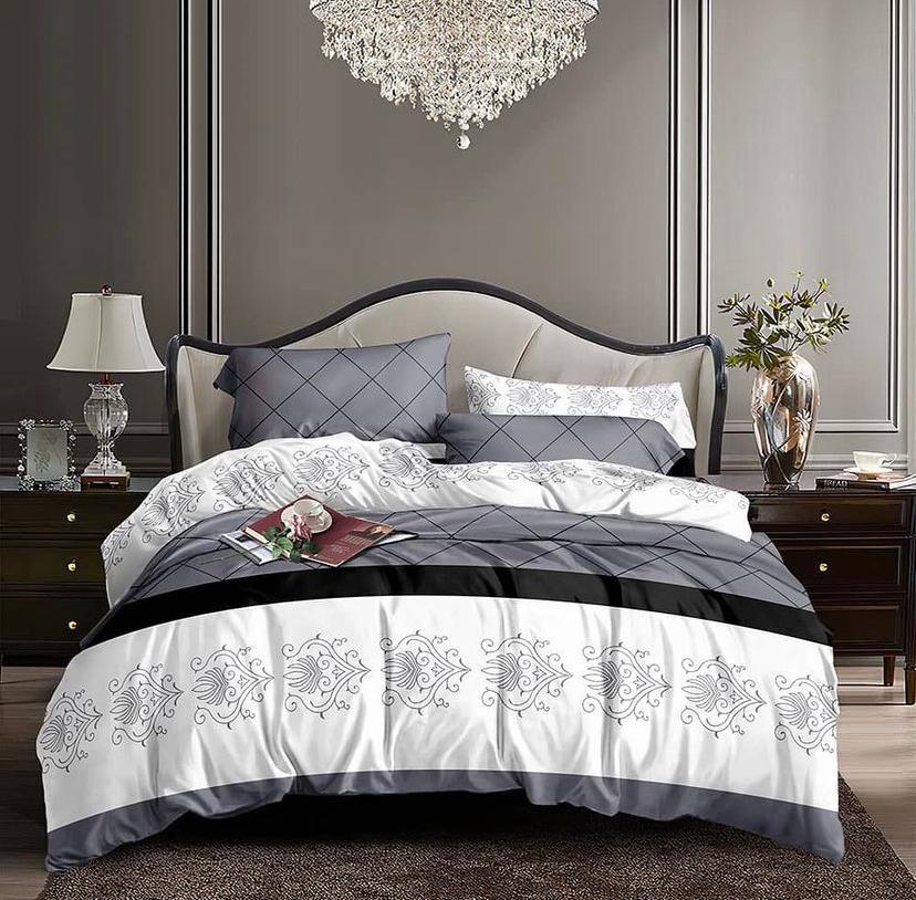 Boho Geometric 4/6 Pieces Bedding Set- White Grey Black Duvet Set, Duvet, Bedsheet and Matching Pillowcases Set (4 by 6, 6 by 6, 6 by 7, 7 by 7)Lightweight and Breathable Cotton