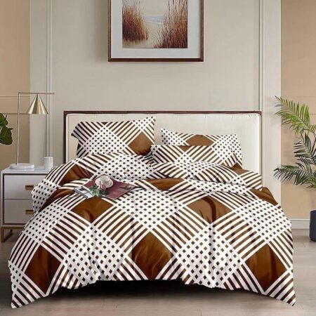 Brown Check Bedsheet Matching Pillowcases Set Finest Cotton Doesn't Shred Nor Fade (4 by 6, 6 by 6, 6 by 7, 7 by 7)