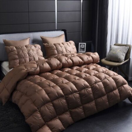 Brown Double Padded Pintuck Duvet Set