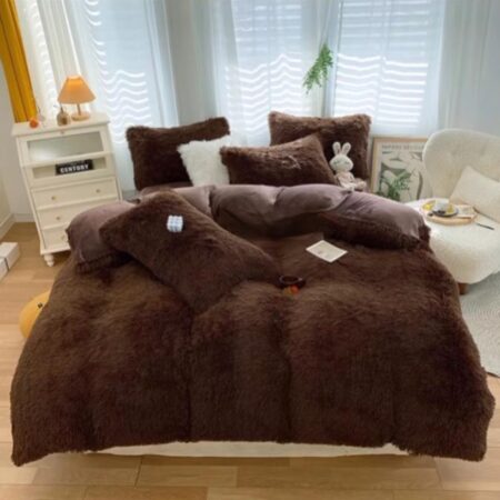 Brown Fur Duvet Set, Super Comfortable, Fluffy Soft and Very Lush Fur Bedding Set| Sizes: 4 by 6, 6 by 6, 6 by 7, 7 by 7