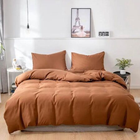 Plain Brown Duvet + 2/4 pillowcases and Bedspread High Quality  Soft Brown Bedding Set, Sizes: 4 by 6, 6 by 6, 6 by 7, 7 by 7