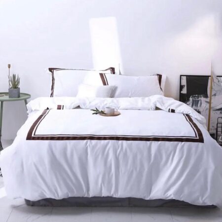 White Brown Stripe Duvet Set, High Quality Material- 4 by 6, 6 by 6, 6 by 7, 7 by 7