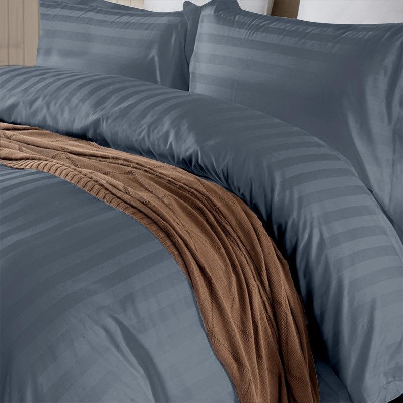 Charcoal American Cotton Stripes Quilt Duvet Set - Premium Cotton Soft Durable Breathable Charcoal Stripes Duvet with Bed sheet and Matching Pillowcases (4 by 6, 6 by 6, 6 by 7, 7 by 7) - Image 4