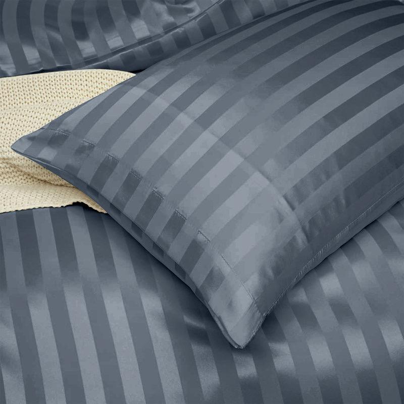 Charcoal American Cotton Stripes Quilt Duvet Set - Premium Cotton Soft Durable Breathable Charcoal Stripes Duvet with Bed sheet and Matching Pillowcases (4 by 6, 6 by 6, 6 by 7, 7 by 7) - Image 5