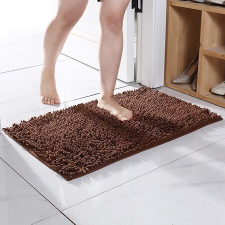 Soft Absorbent Bathroom Mat-Non-Slip and Fluffy Bath Rug for Bathroom, Kitchen, Entryway (40x60cm)|Coffee Brown