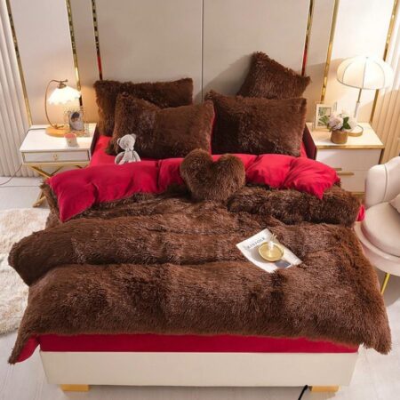Fluffy Faux Fur Duvet Complete Set- Super Soft and Lush and Very Plush Duvet +Bedspread and Matching Pillowcases (Sizes: 4 by 6, 6 by 6, 6 by 7, 7 by 7)