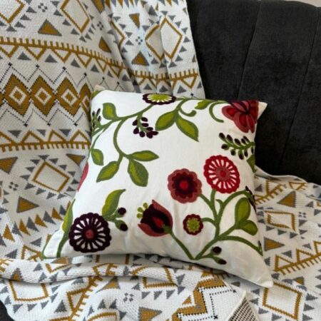 Decorative Floral Throw Pillow - 18x 18 inch Floral Green Leaves Pattern Filled Cushion for Sofa Couch Bed Car Multipurpose Throw Pillow
