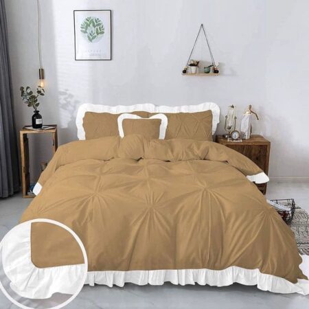 Pintuck Ruffle Duvet Sets, High Quality Polish Cotton Ruffles Pintuck Duvet with Bedsheet and Pillowcases Set (4by6/ 6by6/ 6by7/ 7by7 Sizes)