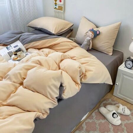 Cream Reversible Duvet +Matching Pillowcases and Bed Sheet All Season Duvet Comforter 4 by 6, 6 by 6, 6 by 7, 7by 7) x