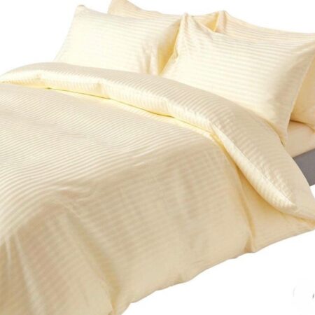Cotton Stripes Cream Bedsheet and Pillowcases Set