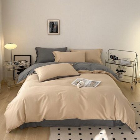 Creamy and Grey Reversible Duvet Set 4 by 6, 6 by 6, 6 by 6, 7 by 7,