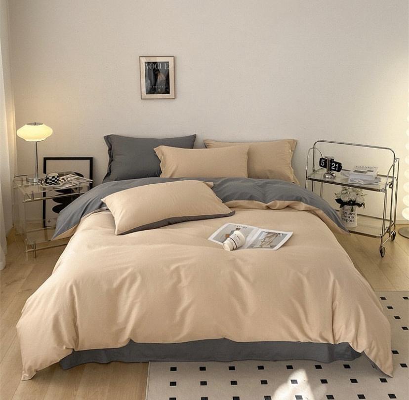Creamy and Grey Reversible Duvet Set 4 by 6, 6 by 6, 6 by 6, 7 by 7,