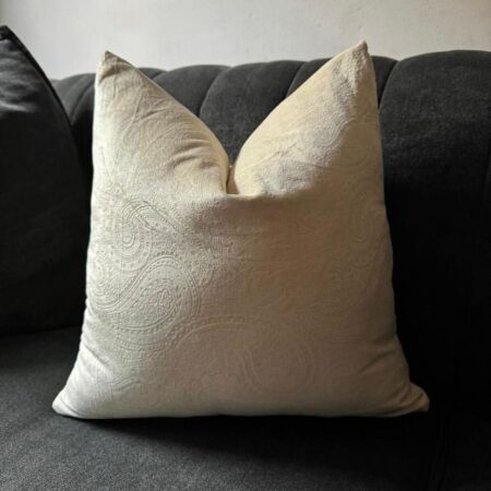 18x 18 Inch Creamy White Embroidery Square Throw Pillow - Washable Throw Pillow and Insert
