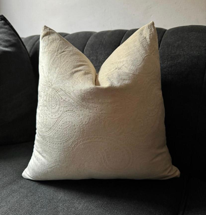 18x 18 Inch Creamy White Embroidery Square Throw Pillow - Washable Throw Pillow and Insert