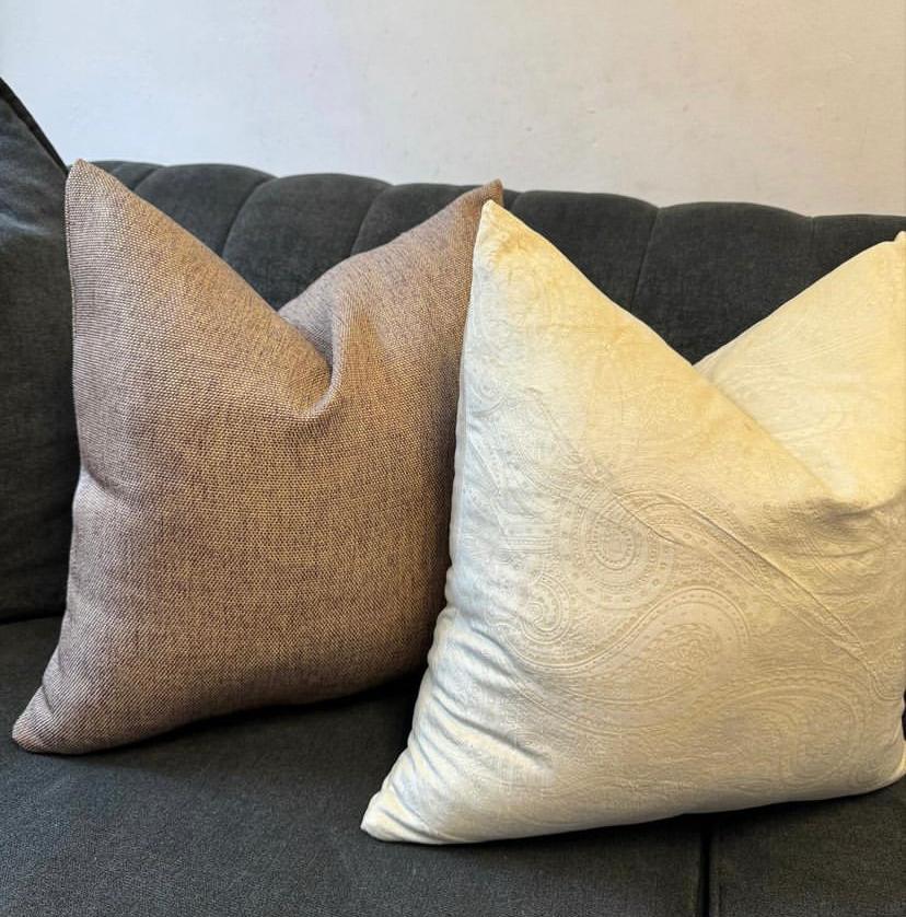 18x 18 Inch Creamy White Embroidery Square Throw Pillow - Washable Throw Pillow and Insert - Image 2