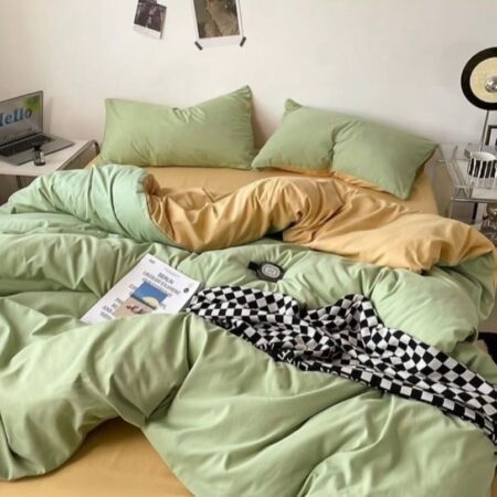 Green and Yellow Duvet + 2/4 Matching Pillowcases and 1 Bedsheet Set, Duvet For All Season for Male Female Family Perfect Gift (4 x 6, 6 x 6, 6 x 7, 7 x 7)
