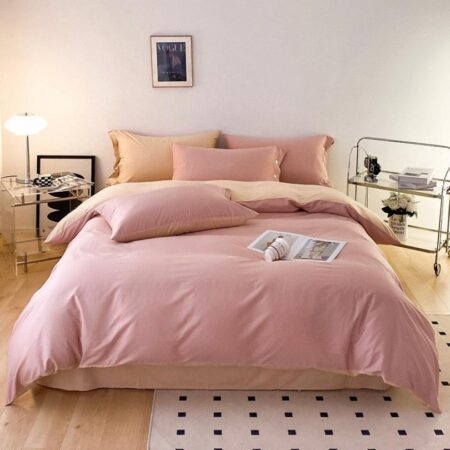 Pink Reversible Duvet Set - Premium Quality Soft Reversible Duvet with Bedsheet and Pillowcases Set, 4 by 6, 6 by 6, 6 by 6, 7 by 7 Sizes