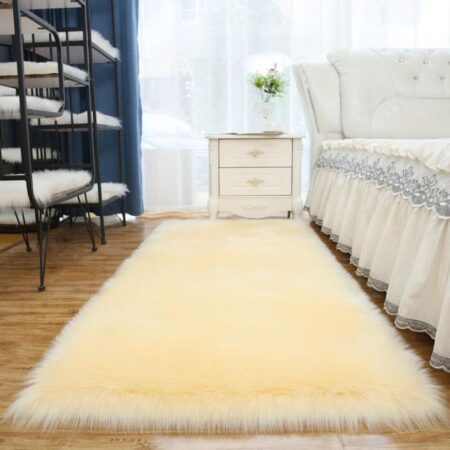 Faux Fur Fluffy Rugs, Soft Fluffy Shaggy Area Rugs, Home Decorative Floor Rugs for Bedroom Living Room (round Shape, 3ft x 5ft, 4ft x 6ft, 5ft x 7ft, 7ft x 10ft )Beige