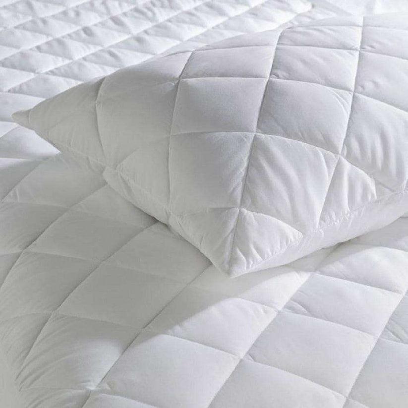 Medium Firm Quilted Pillow - Soft and Firm Quilted Fiber Pillow, Breathable Pillow with Protector
