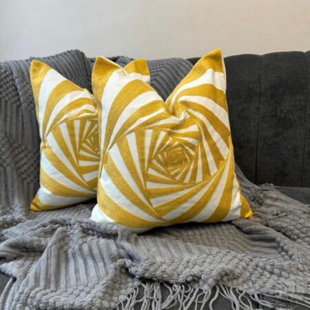 18x18 Filled Spiral Pattern Decorative Throw Pillow for Living Room Bedroom Sofa Bed Couch Gold Spiral Pattern Perfect for any Decor