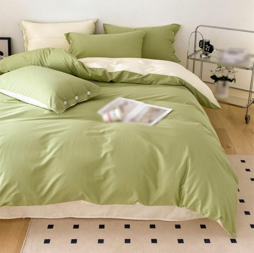 Premium Quality Cotton Complete Green and Creamy White Reversible Duvet Set, 4-6 Pieces All Season Bedding Set (1Duvet, 1Bedsheet and Matching Pillowcases) 4 by 6, 6 by 6, 6 by 7, 7 by 7 - Image 3