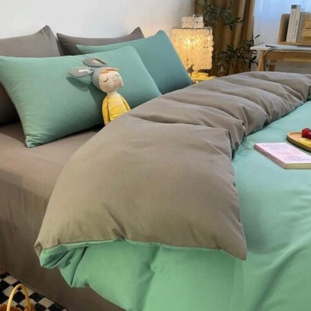 Green and Black Duvet + Matching Pillowcases and Flat Sheet Set Ultra Soft and Breathable Fabric Reversible Bedding Set(4 by 6, 6 by 6, 6 by 7, 7 by 7 Sizes)