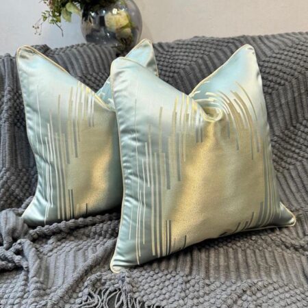 Modern Geometric Stripes Decorative Throw Pillow Washable Throw Pillow for Couch Sofa Bedroom Car Living Room 18x 18Inch Green and Gold Throw Pillow