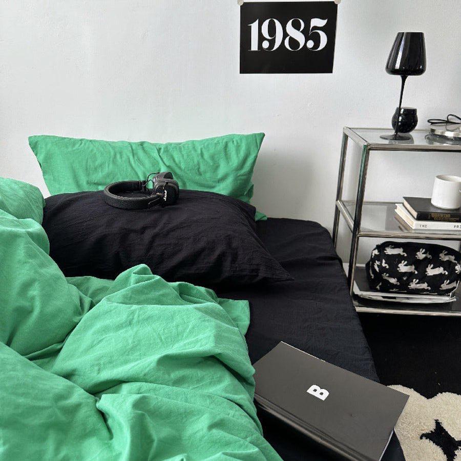 All Season Green Black Mixed Duvet Set-100% Soft and Durable Cotton Duvet with Bedsheet and Matching Pillowcases Sets Breathable and Lightweight (4 by 6, 6 by 6, 6 by 7, 7 by 7) - Image 3