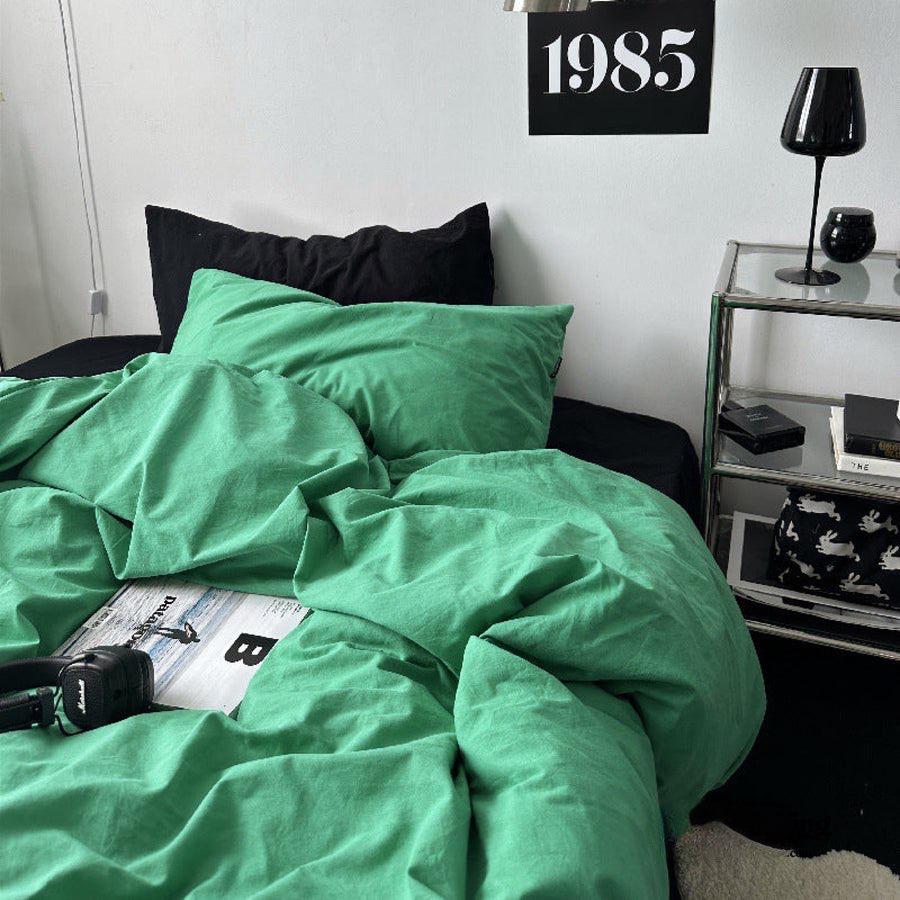 All Season Green Black Mixed Duvet Set-100% Soft and Durable Cotton Duvet with Bedsheet and Matching Pillowcases Sets Breathable and Lightweight (4 by 6, 6 by 6, 6 by 7, 7 by 7) - Image 4