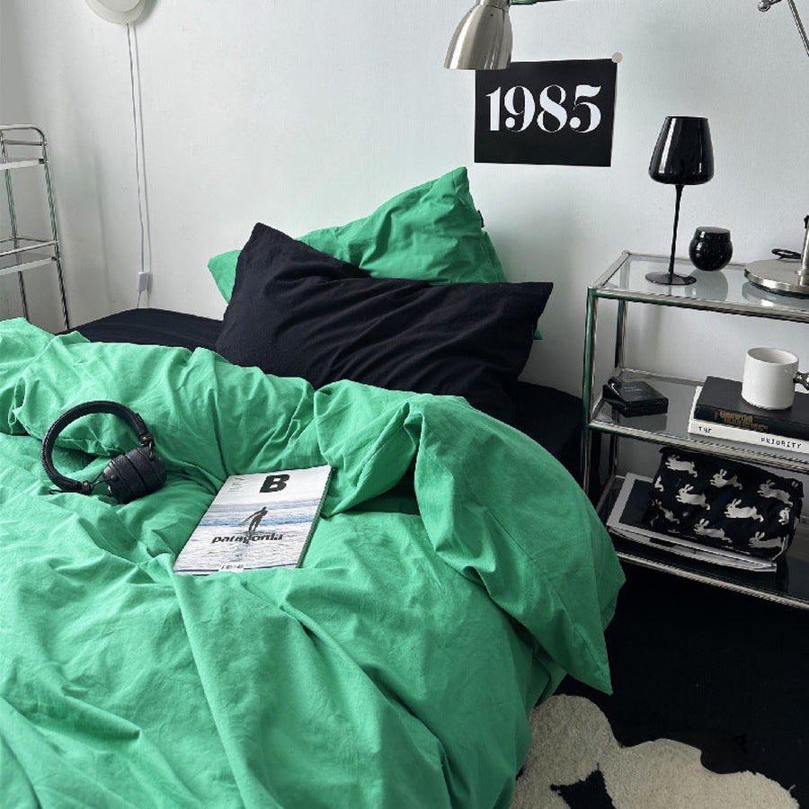 All Season Green Black Mixed Duvet Set-100% Soft and Durable Cotton Duvet with Bedsheet and Matching Pillowcases Sets Breathable and Lightweight (4 by 6, 6 by 6, 6 by 7, 7 by 7) - Image 5