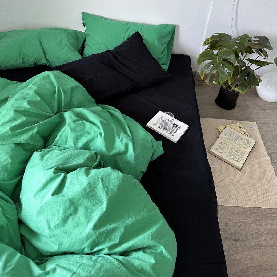 All Season Green Black Mixed Duvet Set-100% Soft and Durable Cotton Duvet with Bedsheet and Matching Pillowcases Sets Breathable and Lightweight (4 by 6, 6 by 6, 6 by 7, 7 by 7) - Image 8