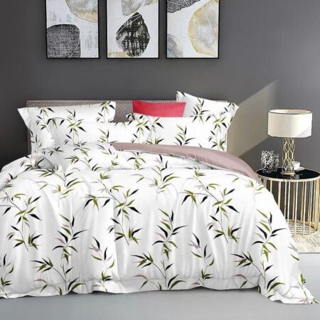 Green Fern Duvet Set +Bedsheet and Matching Pillowcases Set 4 by 6, 6 by 6, 6 by 7, 7 by 7 Sizes