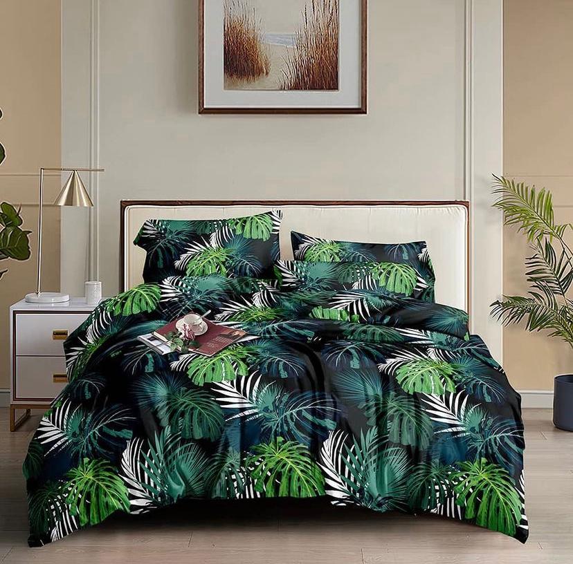 Green Tropical Plants Duvet Set-6 Pieces 4 Pillowcases 1 Duvet and Matching Pillowcases, Lightweight and Comfortable (4 by 6, 6 by 6, 6 by 7, 7 by 7)