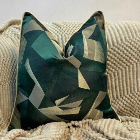 18 by18 Green Grey Geometric Decorative Throw Pillow, Square Home Decoration Cushion Cover and Insert for Bedroom Office Living Room Car