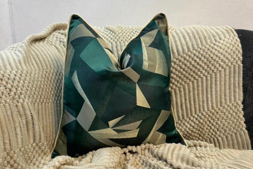 18 by18 Green Grey Geometric Decorative Throw Pillow, Square Home Decoration Cushion Cover and Insert for Bedroom Office Living Room Car