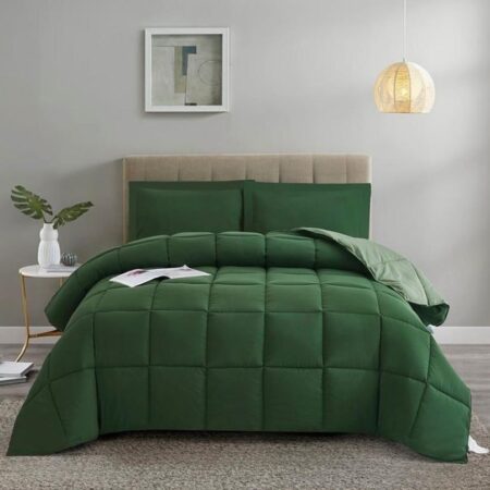6 Pieces Green Light Green Reversible Duvet Set - Soft and Breathable Down Alternative Bedding Set(1 Duvet 1 Bed Sheet and Matching Pillow cases Sets) 4 by 6, 6 by 6, 6 by 7, 7 by 7