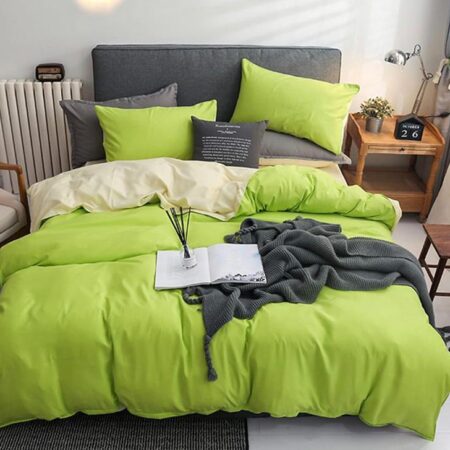 Lemon and Cream Reversible Duvet Set +1 Bedsheet, 2/4 pillowcases 4 x 6, 6 x 6, 6 x 7, 7 x 7 Sizes