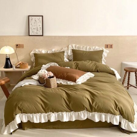 Executive Ruffle Duvet and Duvet Cover Set- Pure Polish Cotton High Quality Fabric, All Season Matching Pillowcases and Bedspread (4 by 6, 6 by 6, 6 by 7, 7 by 7)