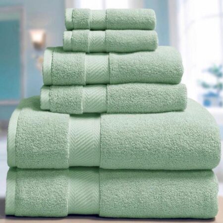 Light Green Bath Towel Set, 6 in 1- 5 in 1- Medium-Large-Extra Large