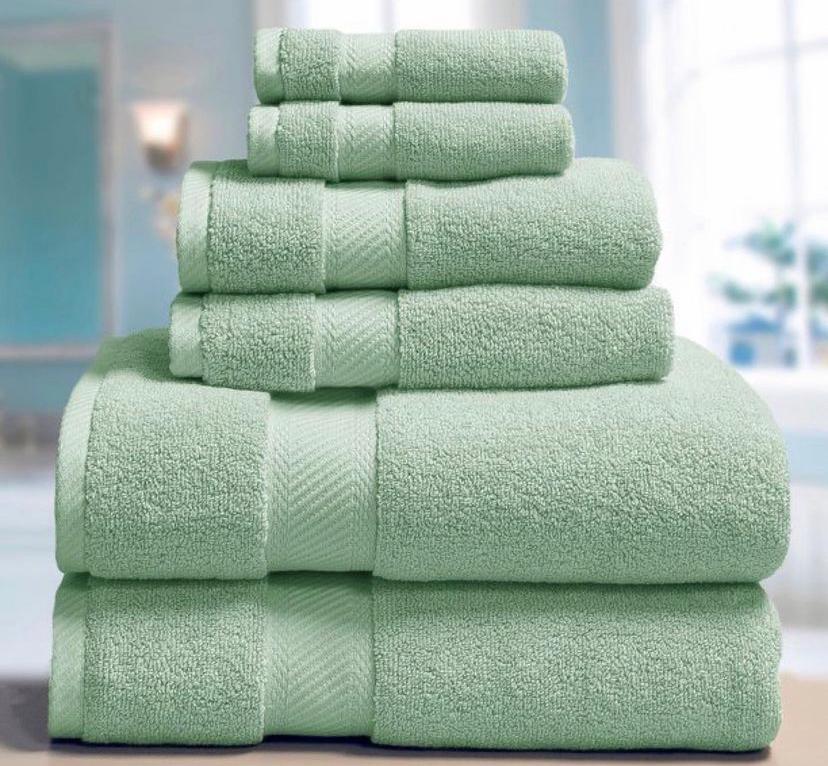 Light Green Bath Towel Set, 6 in 1- 5 in 1- Medium-Large-Extra Large