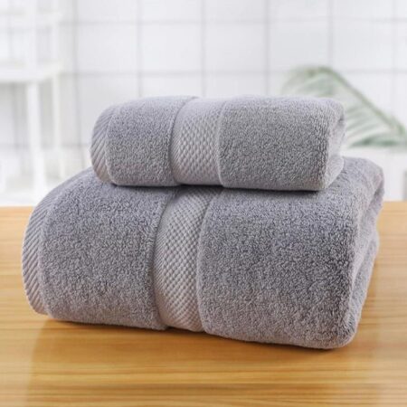 2 Piece Cotton Bath Towels, Extra Absorbent and Quick Dry Soft Bath Towels for Home, Hotels, Shortlet, Perfect Gift (Large, Extra Large| Grey)