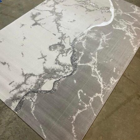 White and Grey Marble Rug, 4 x 6, 5 x 7, 7 x 10