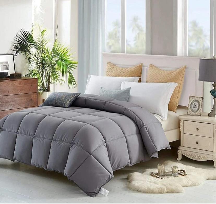 Light Grey Comforter Set, 4 by 6/ 6 by 6/ 6 by 7/ 7 by 7 Sizes - High Quality Breathable All Season and Soft Grey Bedding Set, 4/6 Pieces Grey Bedding Set + Bedsheet and Pillowcases Set (Light Grey/White) - Image 2
