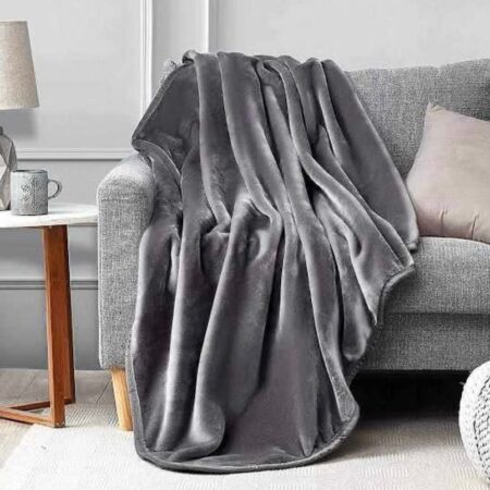 Grey Fluffy Fleece Throw Blanket- Soft and Easy Care - Super Soft and Lush -Body Friendly 6 by 6(72 x 75) Durable Throw Blanket for Bed Couch Sofa