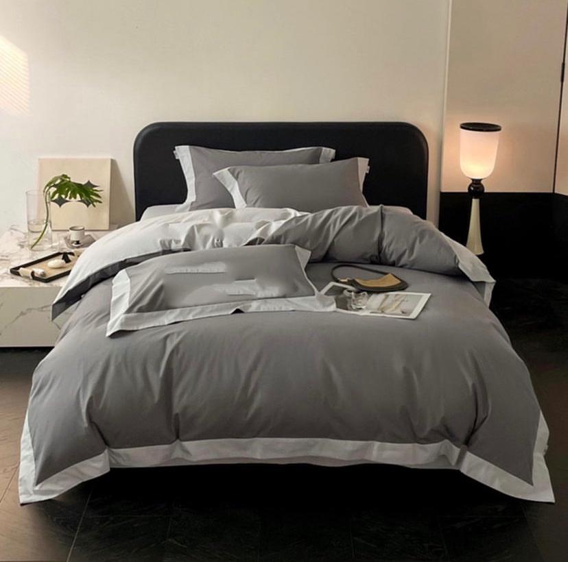 Grey Luxury Duvet and Duvet Cover Set, Luxury Quality Pure Polish Cotton, Ultra Soft Breathable and Washable 1 Double Padded Duvet, 1Duvet Cover, 1 Bedspread and 2/4 Matching Pillowcases Set 4 by 6, 6 by 6, 6 by 7, 7 by 7 Sizes