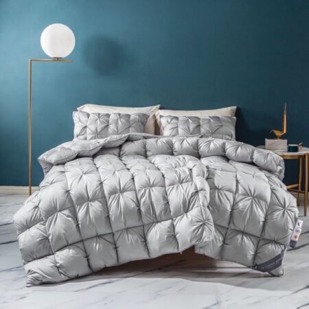 Grey Double Padded Pintuck Duvet Set 4by6/ 6by6/ 6by7/ 7by7 Size, High Quality Soft and Breathable Pintuck Duvet with 1 Bedspread and 2/4 Pillowcases Set, Cotton